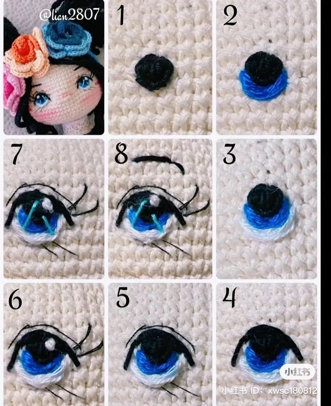 Amigurumi Doll Eyes Crochet Tutorial Step by Step