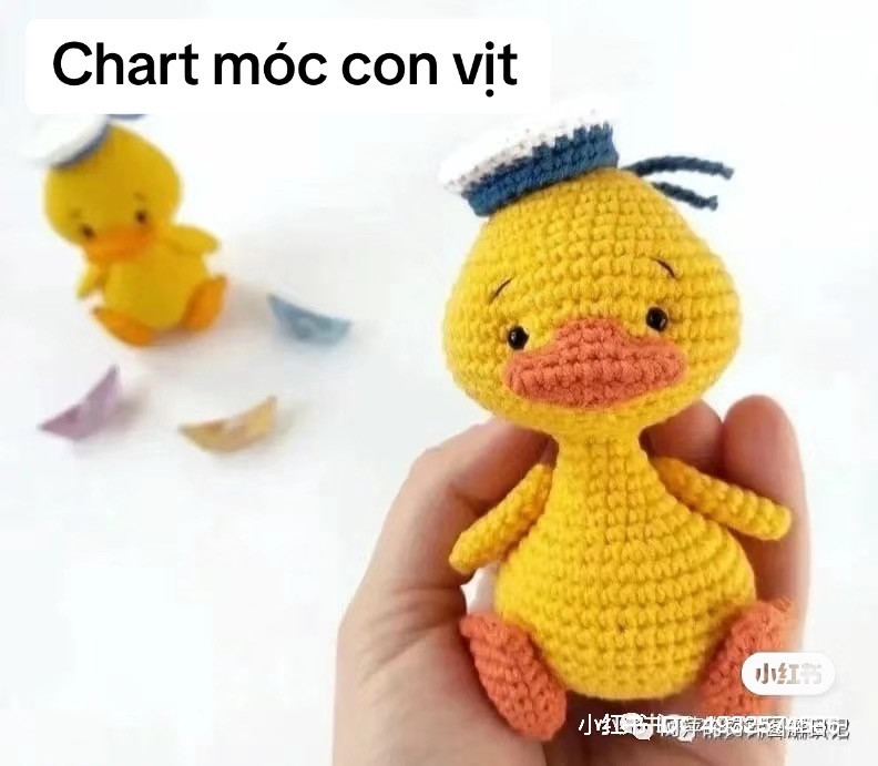 Amigurumi Duck Chart: Yellow Hatchling with Sailor Hat Pattern