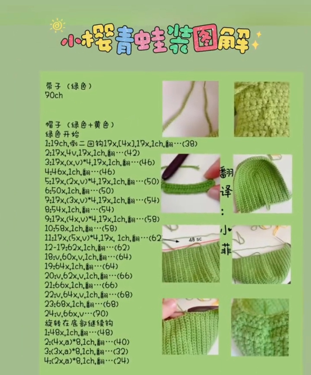 Amigurumi Frog Hoodie Pattern Chart for Doll