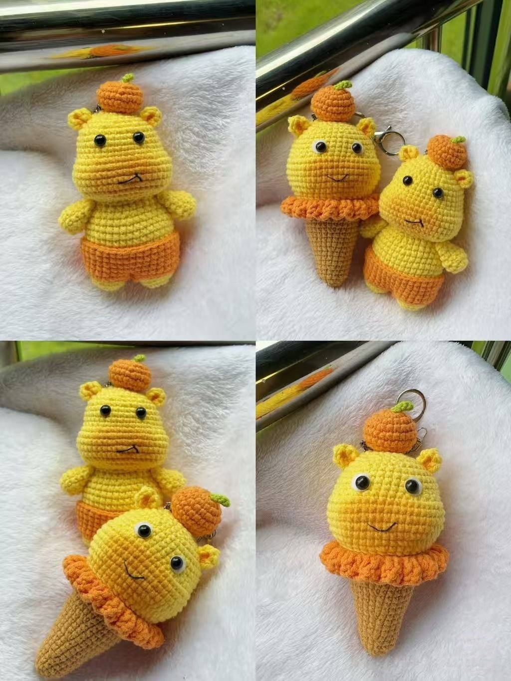 Amigurumi Gấu và Kem Quýt Móc Len Dáng Ngọt Ngào