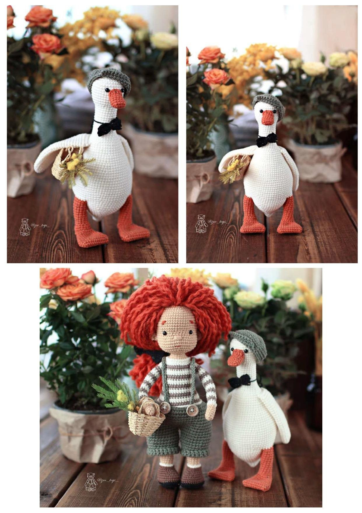 Amigurumi Gerda and Goose: Crochet Pattern with Materials List, Abbreviations, and Step-by-Step Instructions for Arms