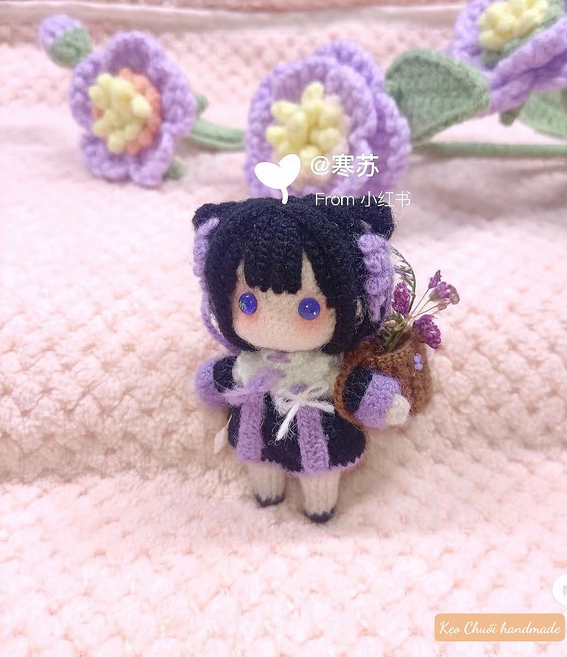 Amigurumi Girl Crochet Pattern Chart with Purple Dress