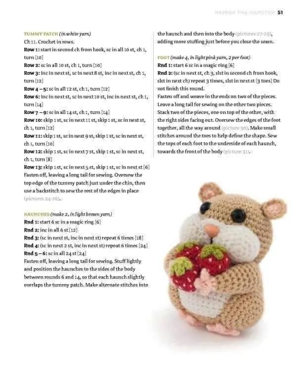 Amigurumi Hamster Crochet Pattern with Chart and Instructions