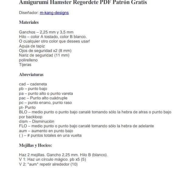 Amigurumi Hamster Regordete PDF Patrón Gratis