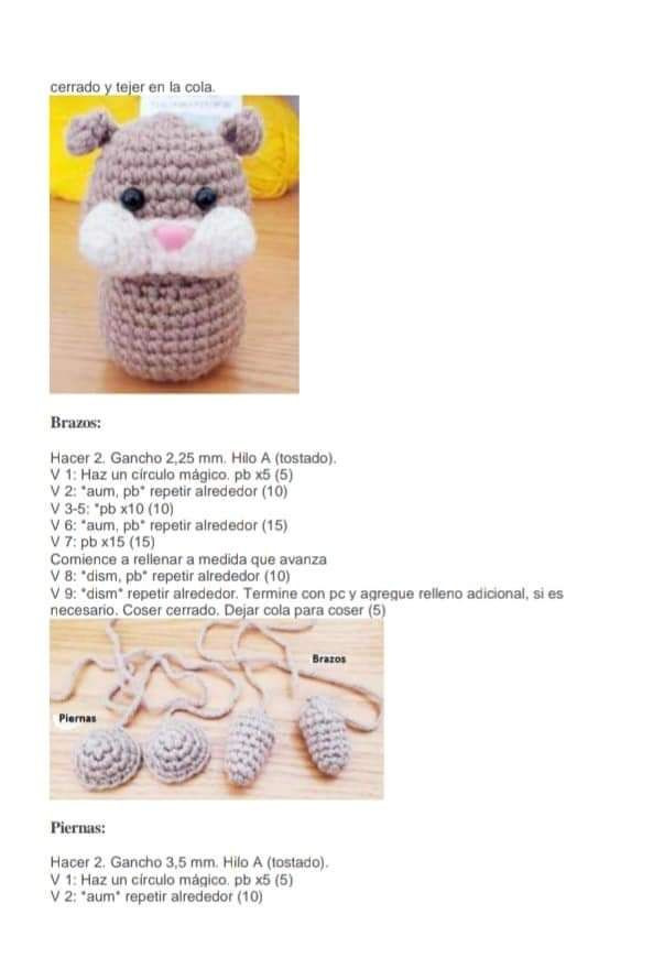 Amigurumi Hamster Regordete PDF Patrón Gratis