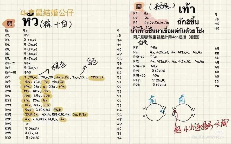 Amigurumi Hamster Wedding Couple Crochet Pattern Chart