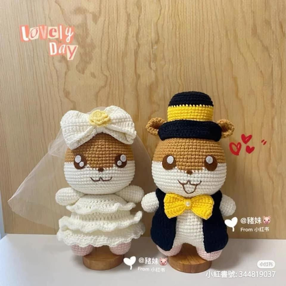 Amigurumi Hamster Wedding Couple Crochet Pattern Chart