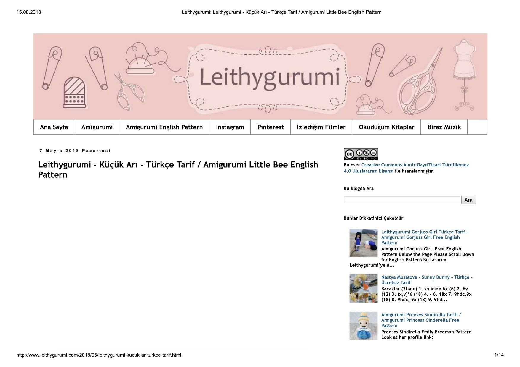 Amigurumi Küçük Arı Türkçe Tarif / Amigurumi Little Bee English Pattern