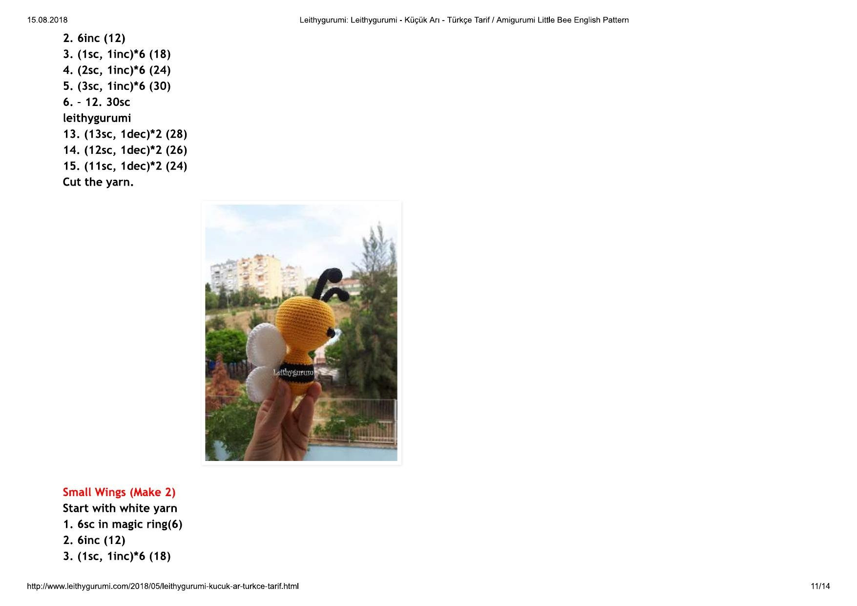 Amigurumi Küçük Arı Türkçe Tarif / Amigurumi Little Bee English Pattern