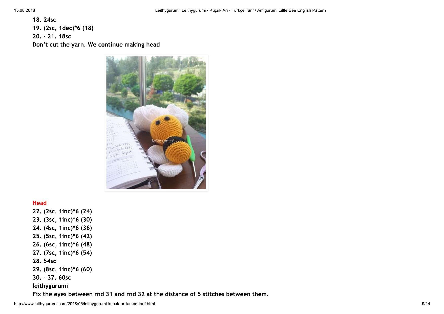 Amigurumi Küçük Arı Türkçe Tarif / Amigurumi Little Bee English Pattern