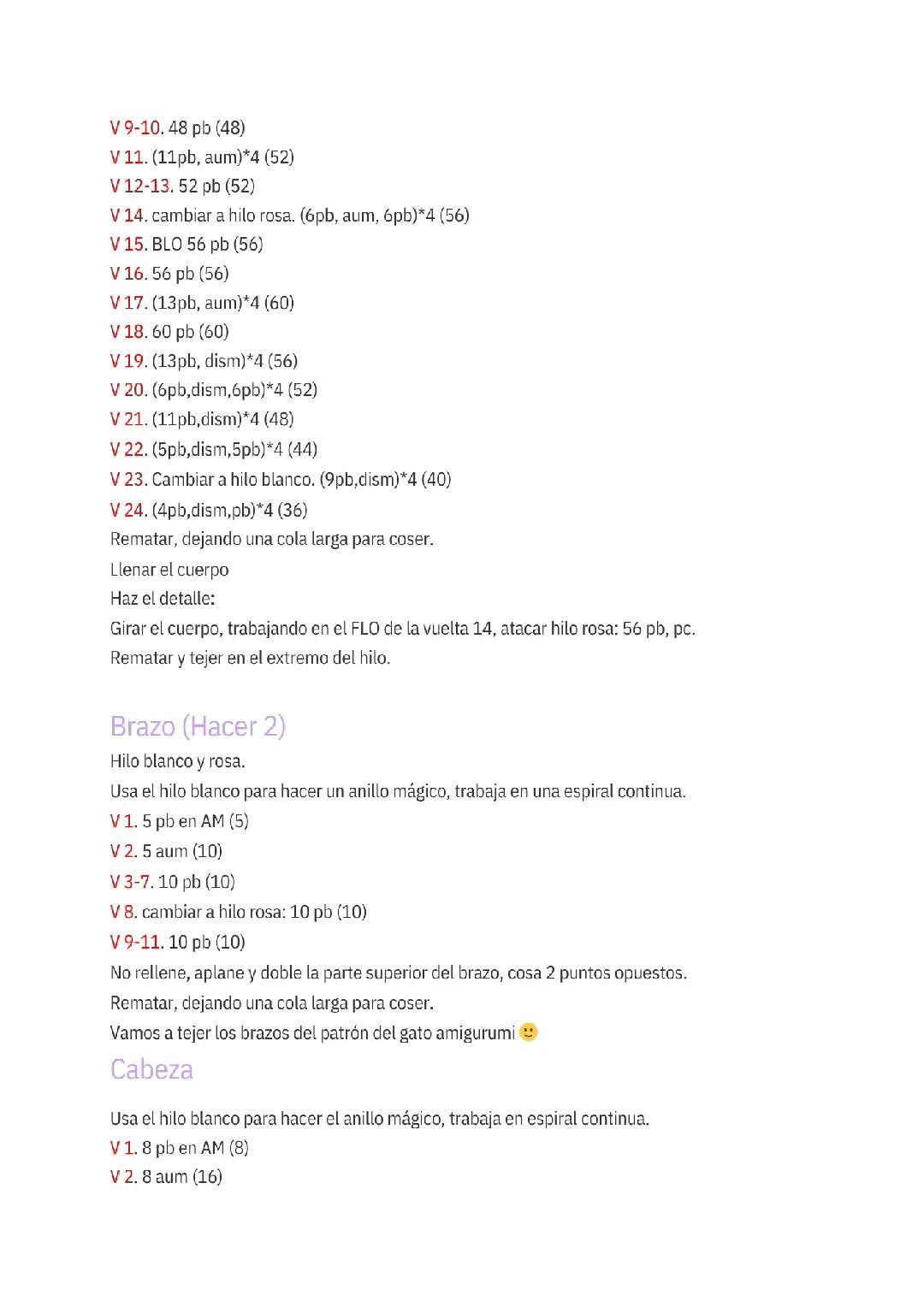 Amigurumi Lindo Pequeña Gato PDF Patrón Gratis Paso a Paso