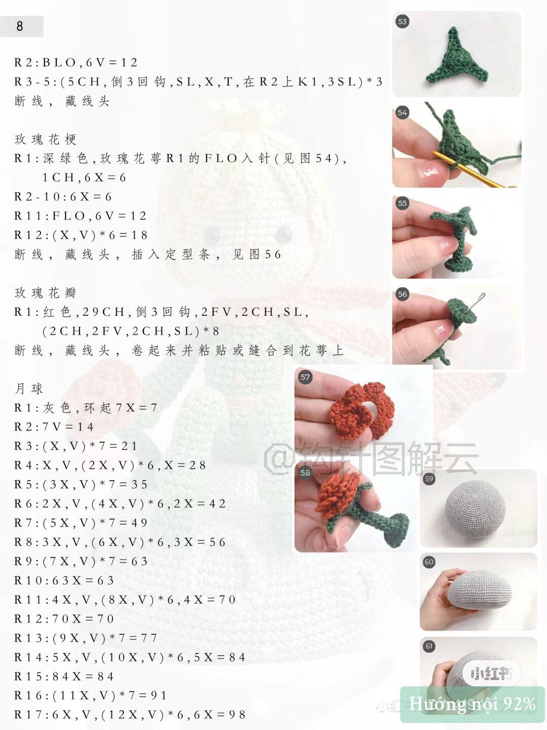 Amigurumi Little Prince Crochet Pattern Chart with Fox and Rose