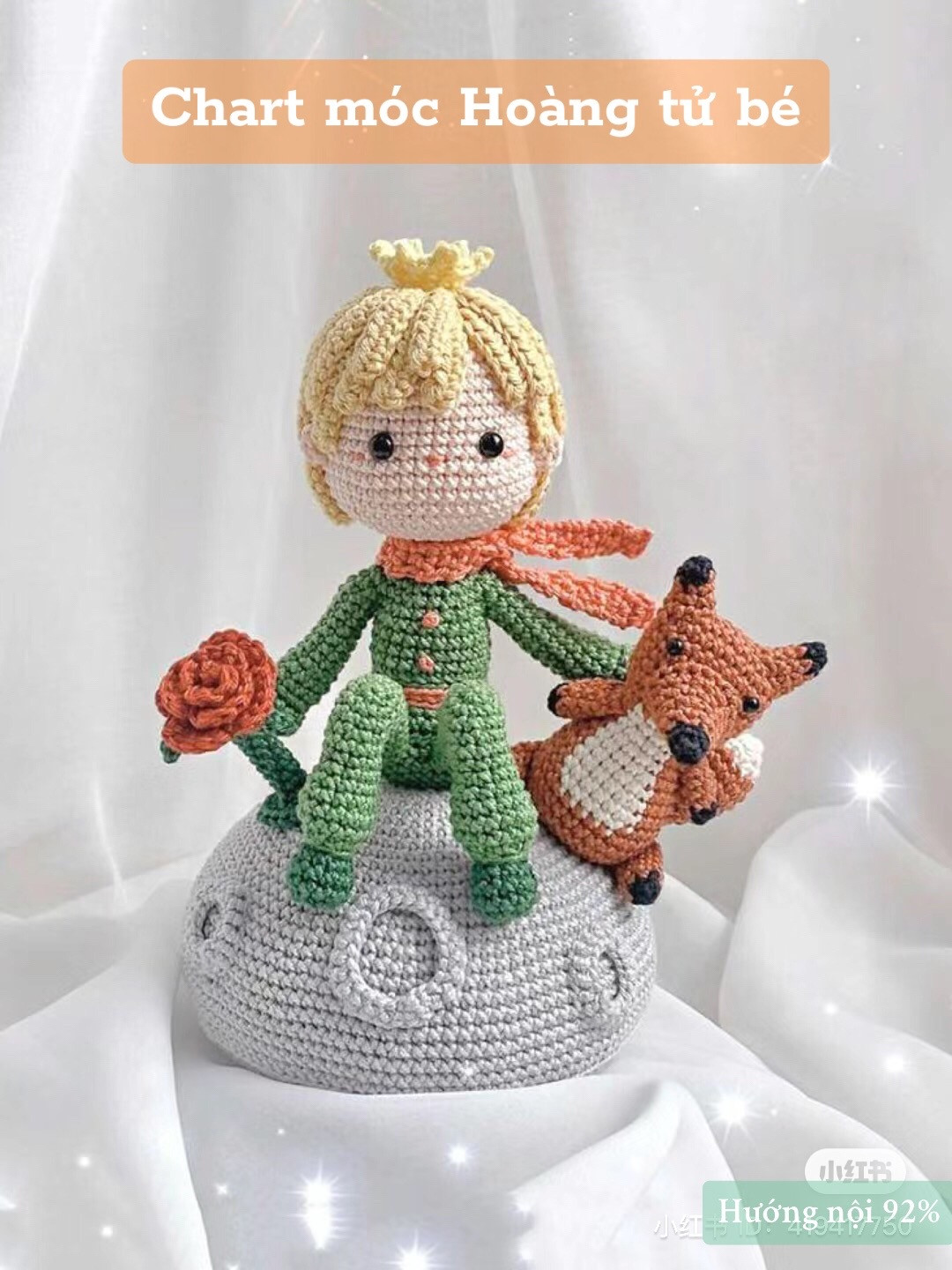 Amigurumi Little Prince Crochet Pattern Chart with Fox and Rose