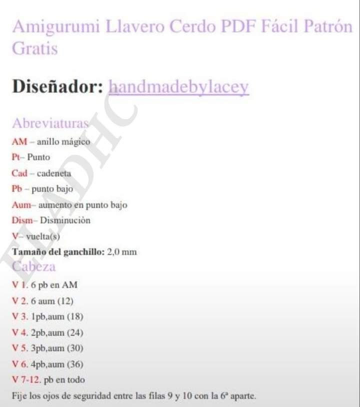 Amigurumi Llavero Cerdo PDF Fácil Patrón Gratis