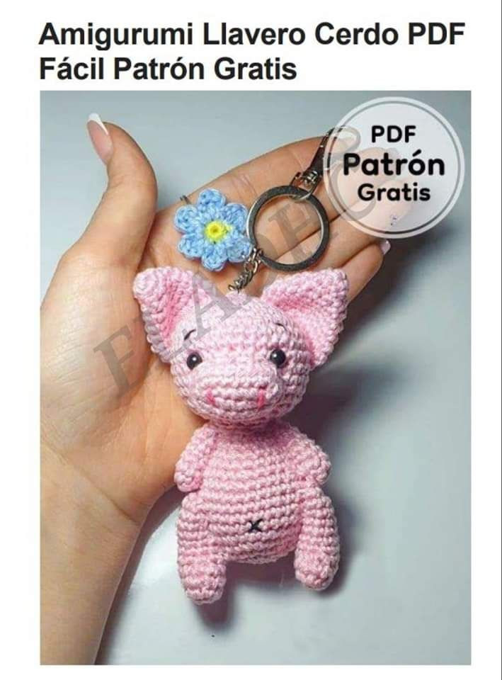 Amigurumi Llavero Cerdo PDF Fácil Patrón Gratis