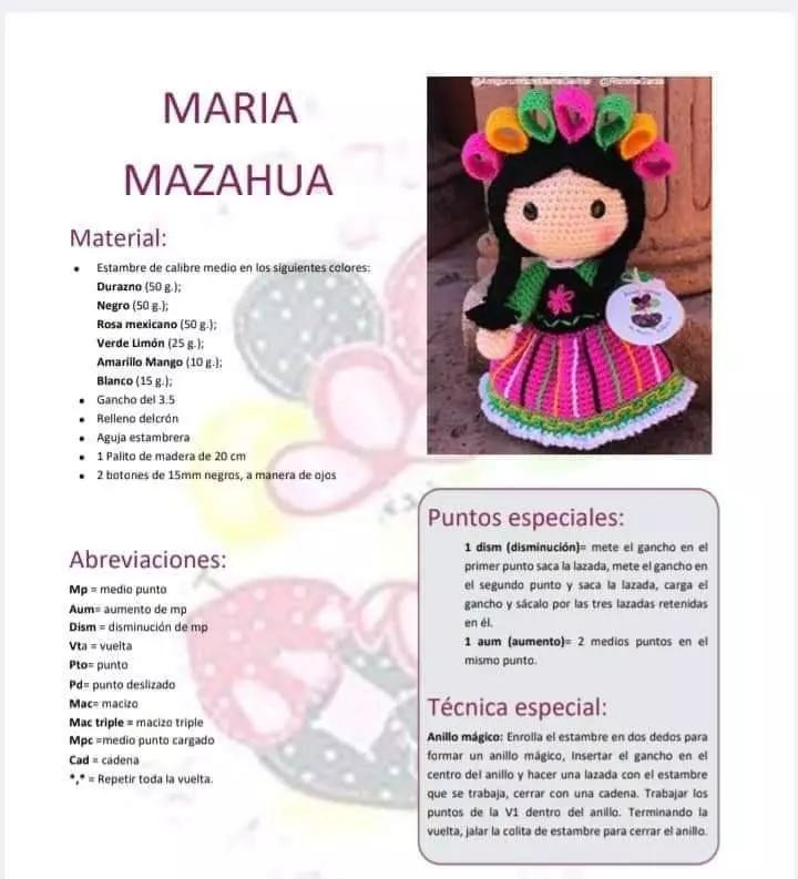 Amigurumi Maria Mazahua Doll Crochet Pattern