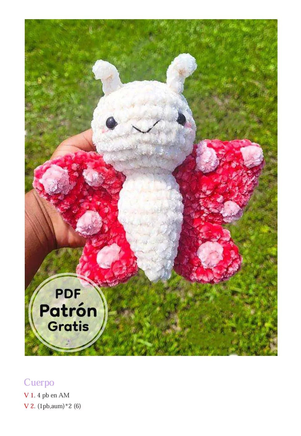 Amigurumi Mariposa de Peluche PDF Patrón Gratis