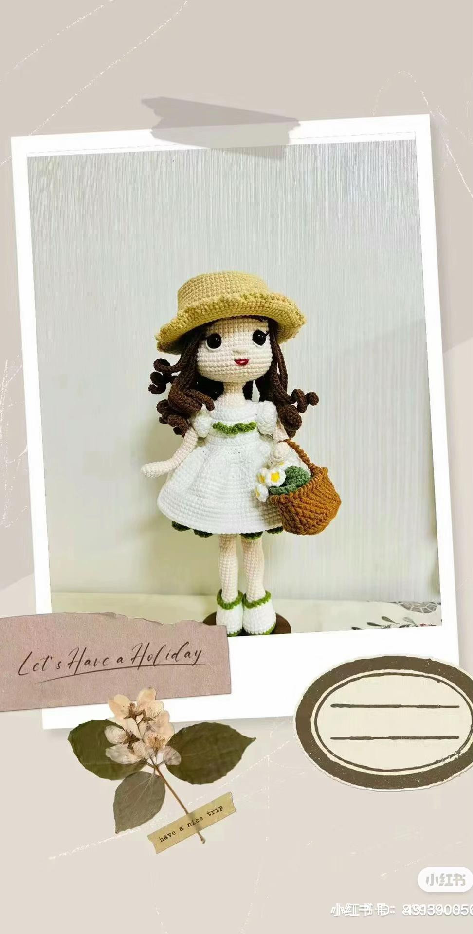 Amigurumi Maya Doll Pattern with White Dress and Yellow Hat