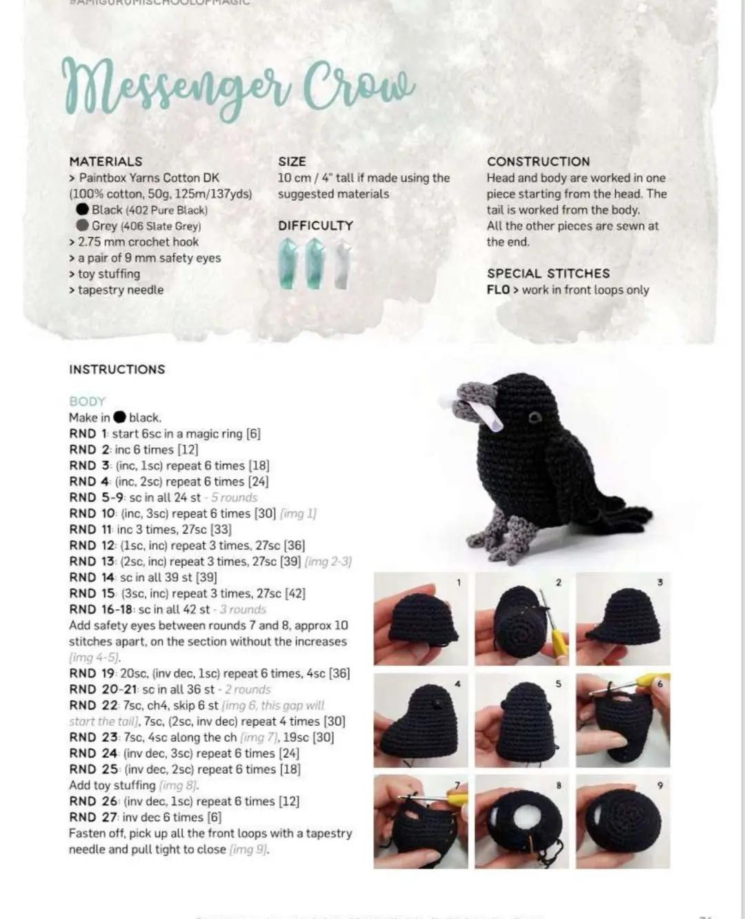 Amigurumi Messenger Crow Crochet Pattern Tutorial
