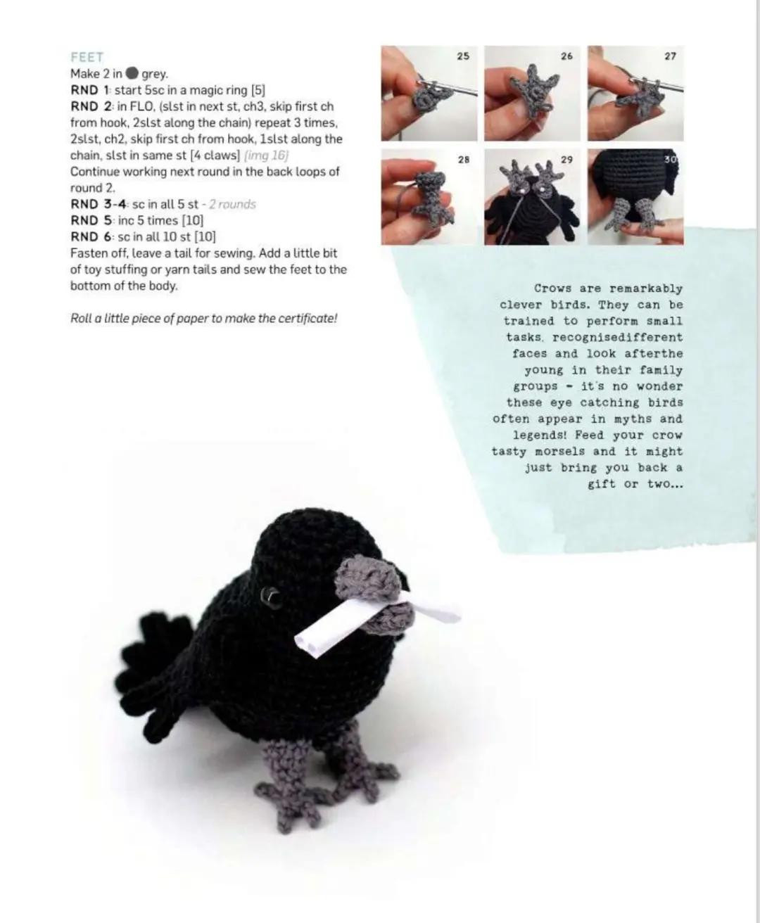 Amigurumi Messenger Crow Crochet Pattern Tutorial