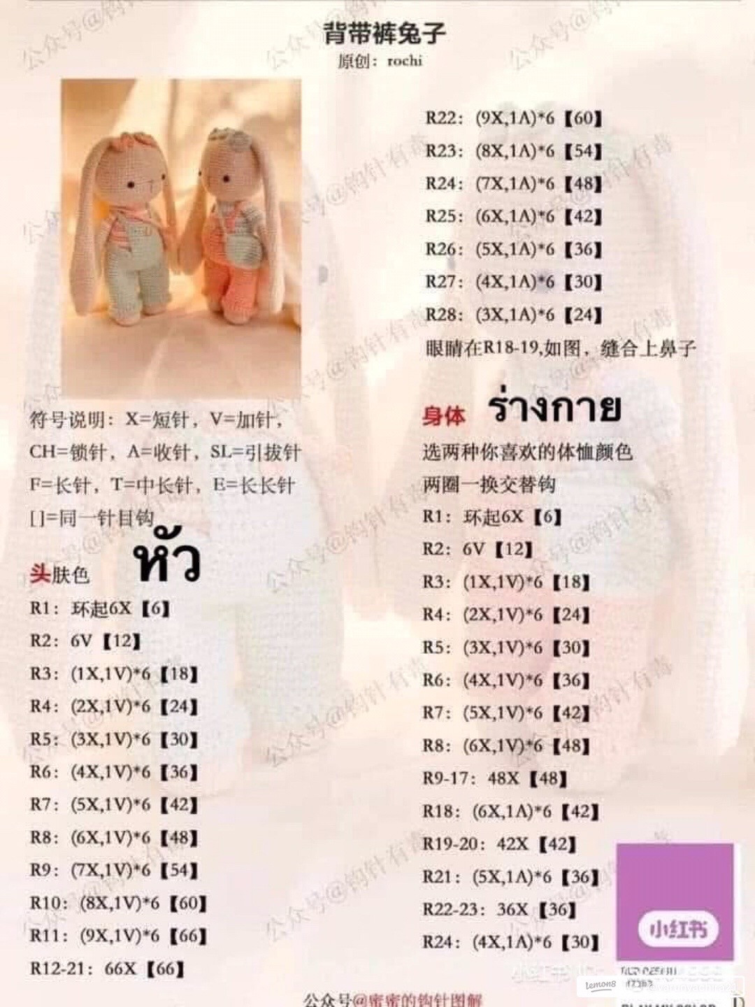 Amigurumi Overalls Bunny Doll Crochet Pattern Tutorial