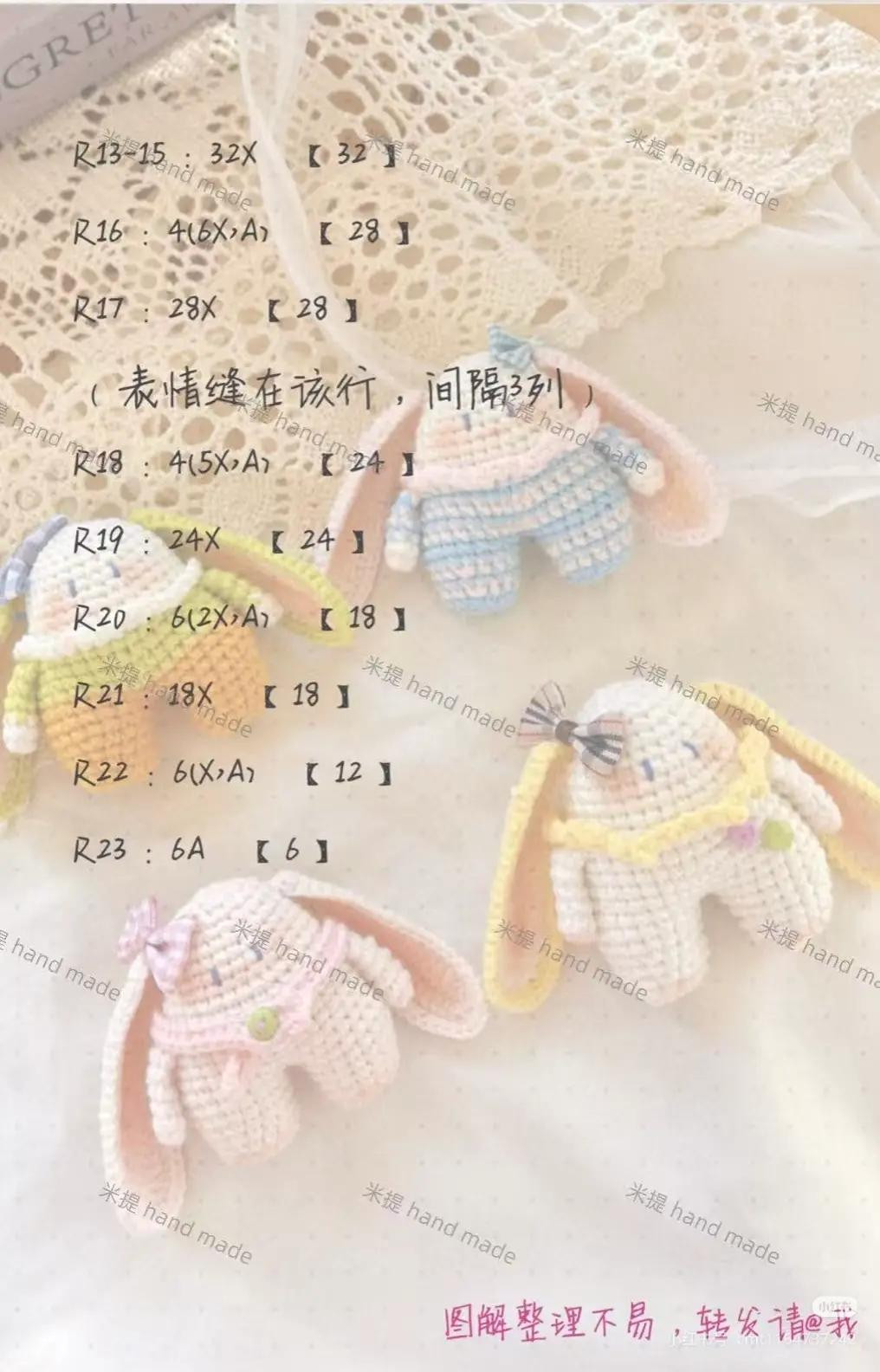 Amigurumi Pastel Bunny Doll Crochet Pattern Chart