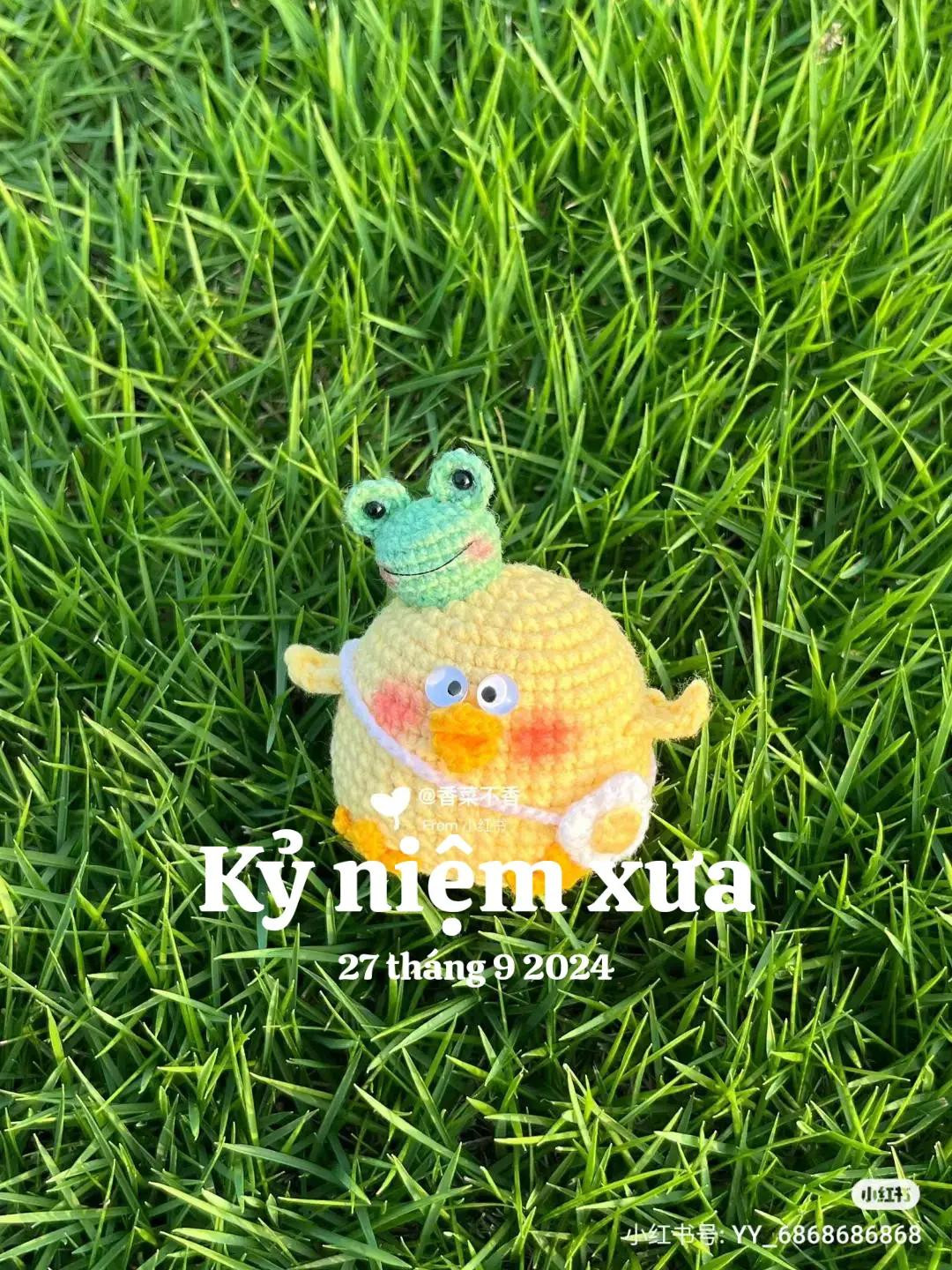 Amigurumi Pattern: Cute Chubby Chick with Frog Hat and Egg Bag