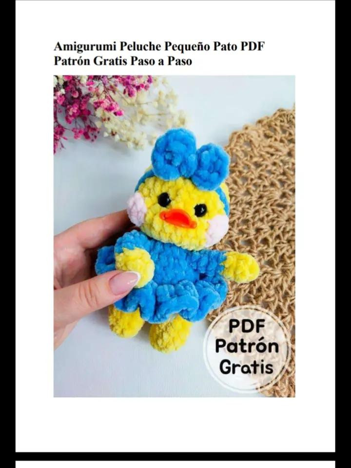 Amigurumi Peluche Pequeño Pato PDF Patrón Gratis Paso a Paso