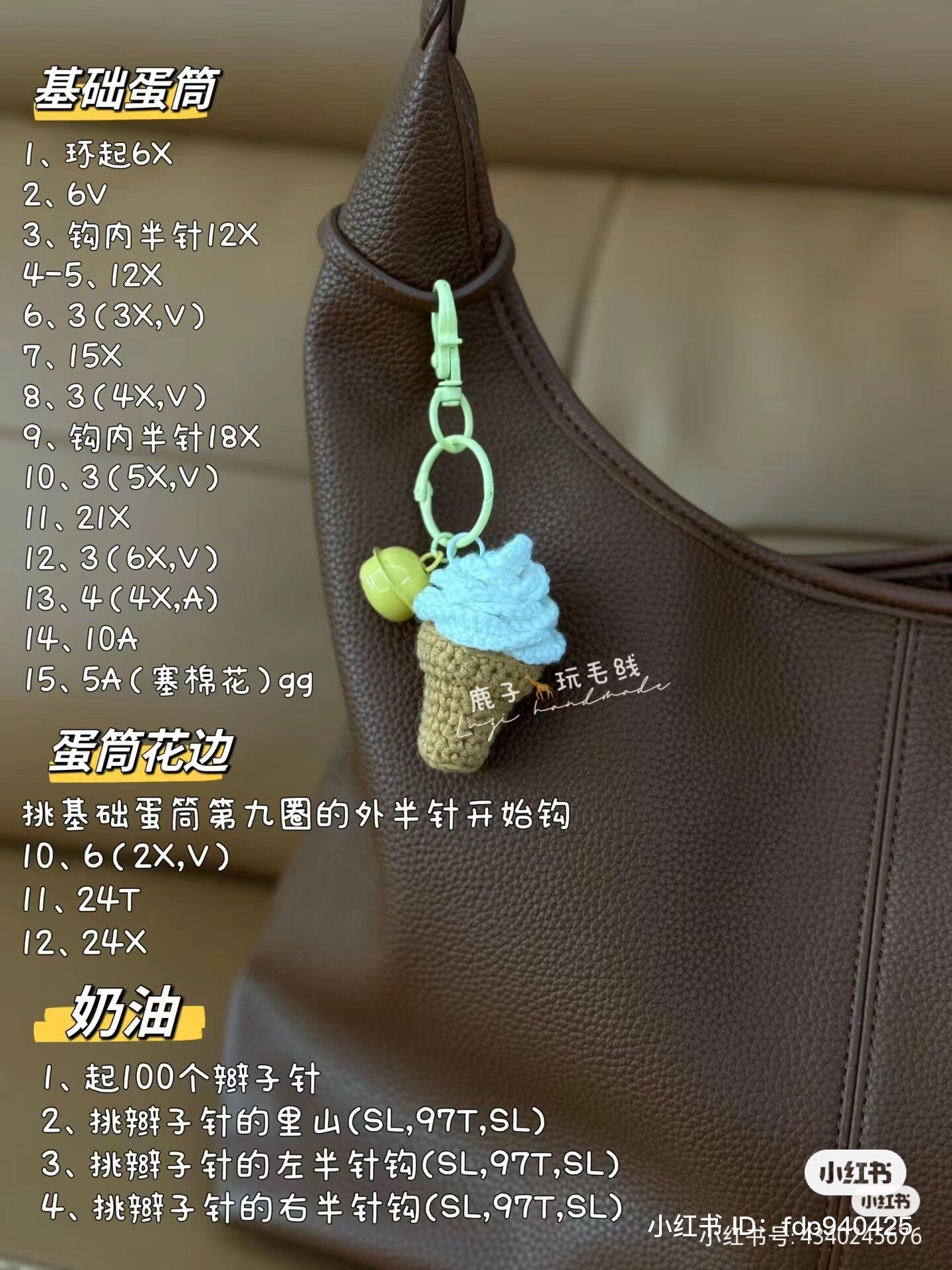 Amigurumi Pig Pattern Chart: Head, Body, Arms, Hat and Bag Instructions