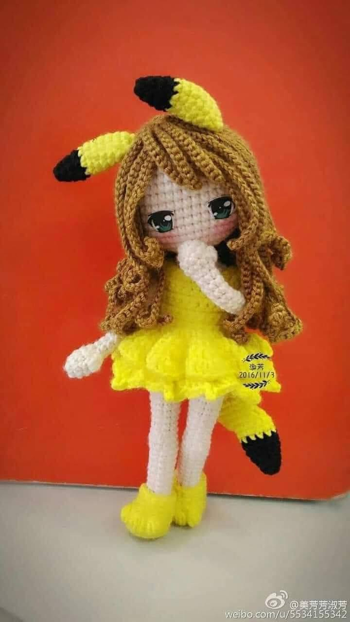 Amigurumi Pikachu Girl Crochet Pattern Chart