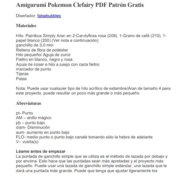 Amigurumi Pokemon Clefairy PDF Pattern Free