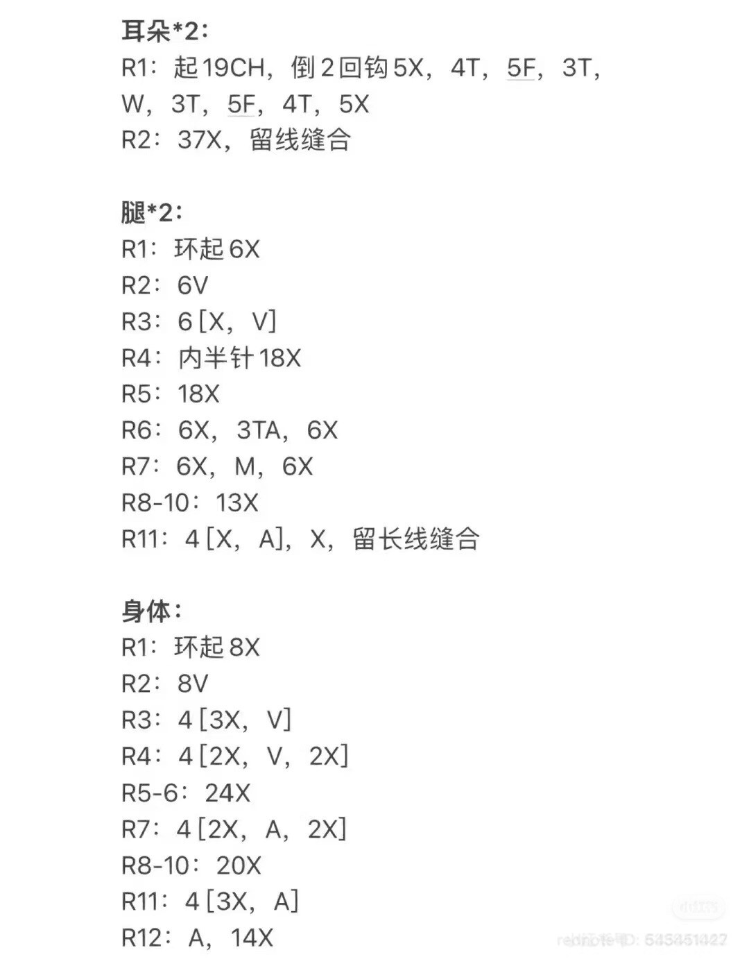 Amigurumi Rabbit Chart with Glasses and Hat Pattern