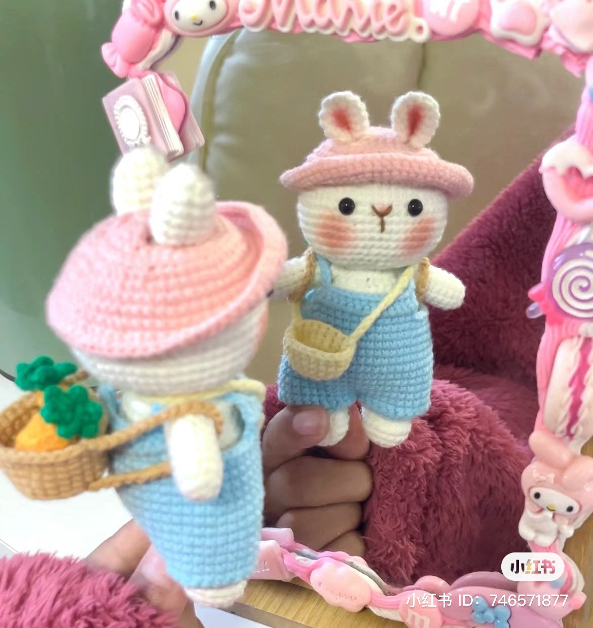 Amigurumi Rabbit Crochet Pattern Chart with Hat and Overalls