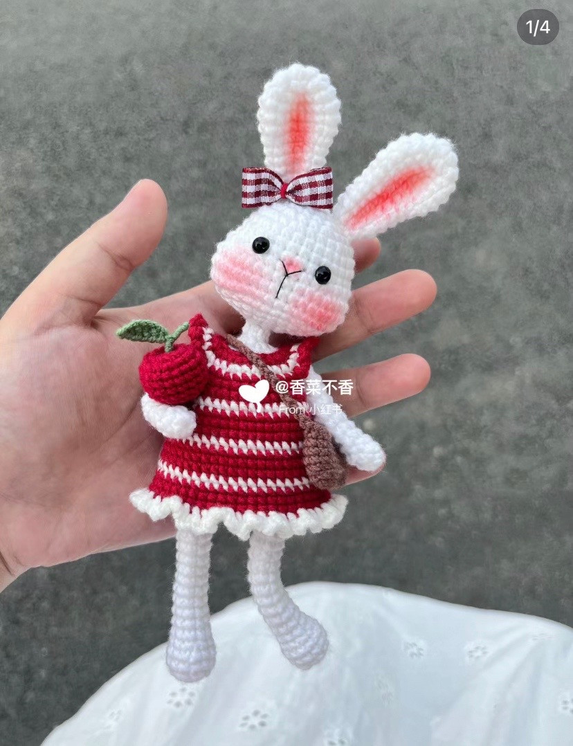Amigurumi Rabbit Doll with Red Dress Pattern Chart