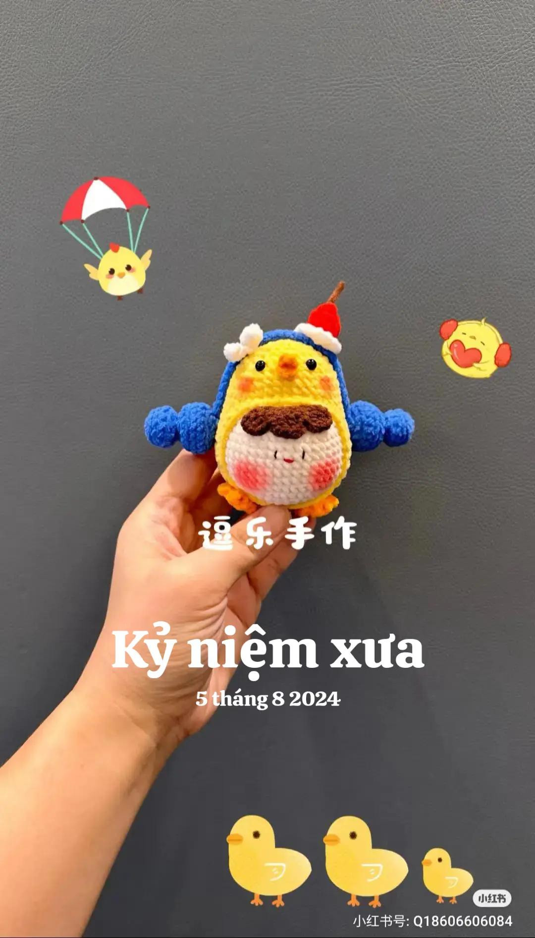 Amigurumi Retro Headphones Chicken and Pig Doll Pattern Chart