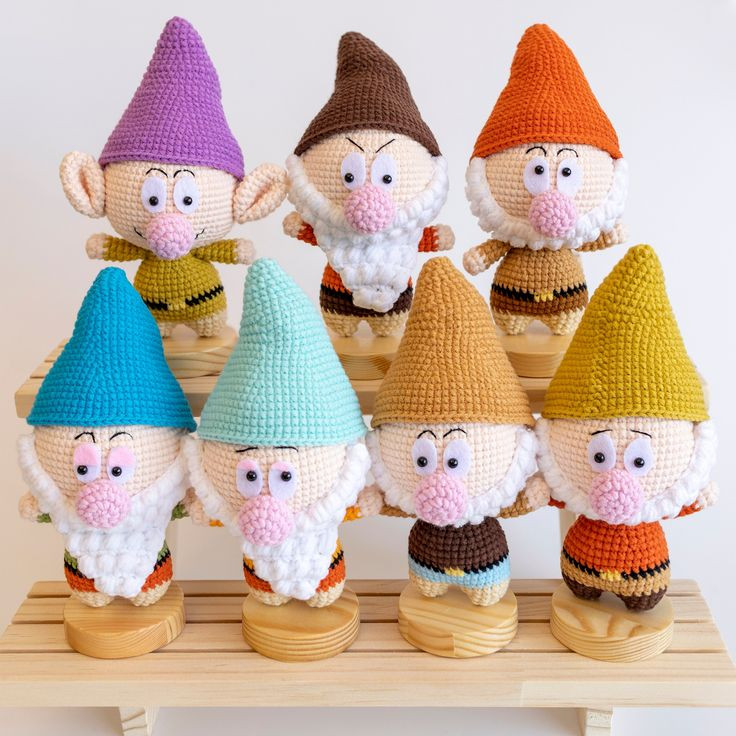 Amigurumi Seven Dwarfs Crochet Pattern with Materials and Instructions