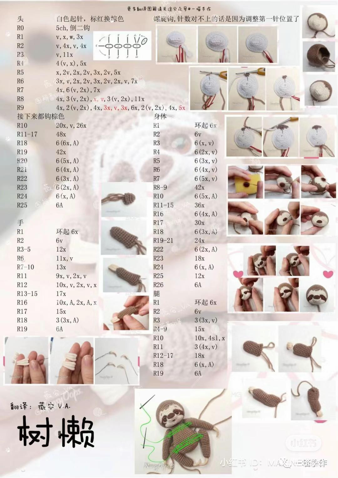 Amigurumi Sloth Crochet Pattern Tutorial