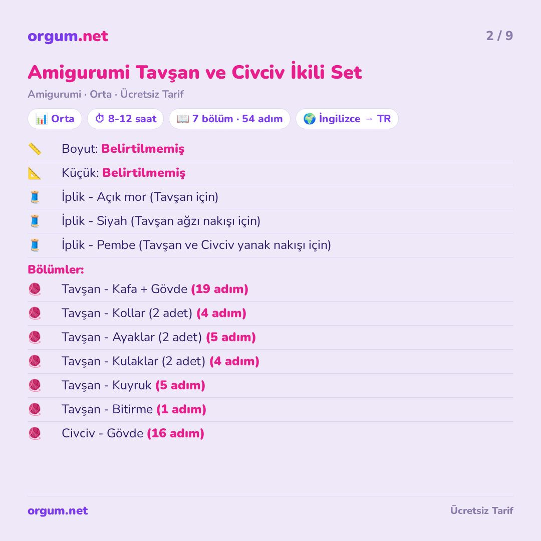 Amigurumi Tavşan ve Civciv İkili Set - Ücretsiz Manken Tarifi