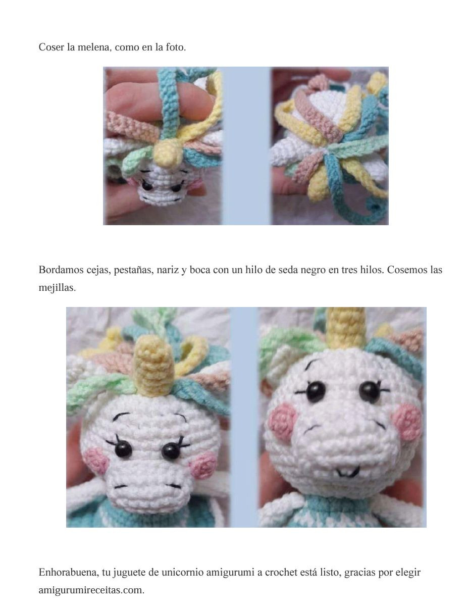 Amigurumi Unicorn Mágico PDF Patrón Gratis Paso a Paso