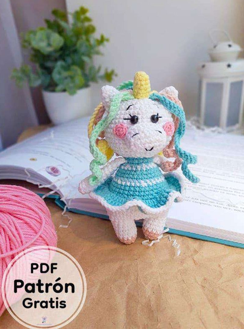 Amigurumi Unicorn Mágico PDF Patrón Gratis Paso a Paso