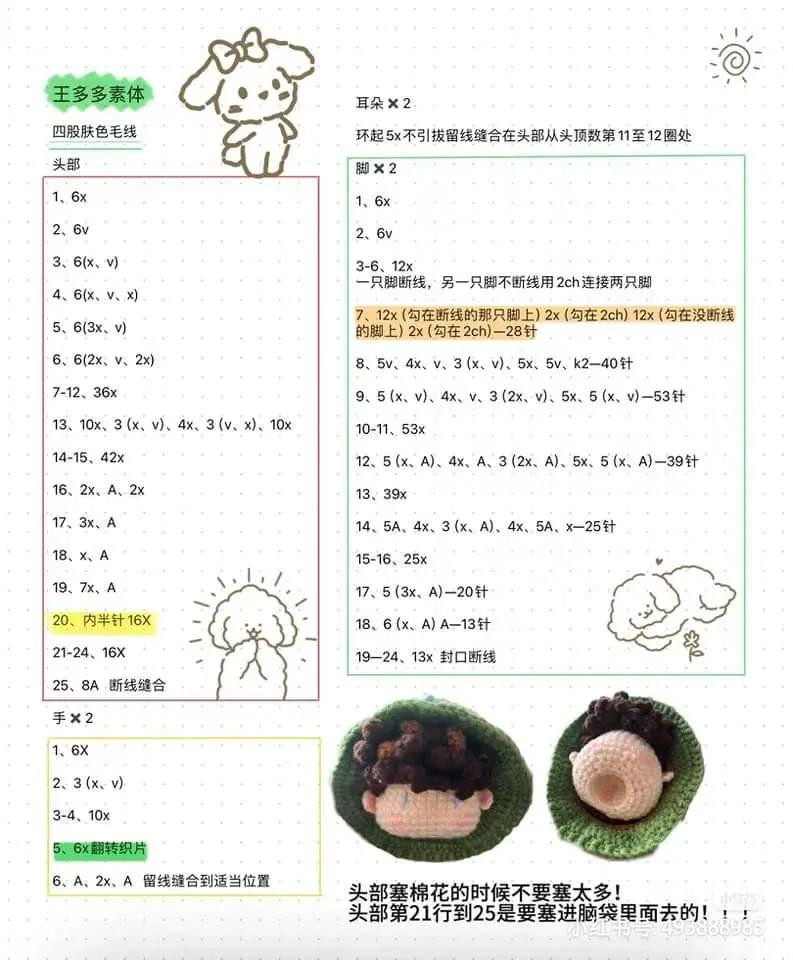 Amigurumi Wang Duoduo Doll Pattern Chart