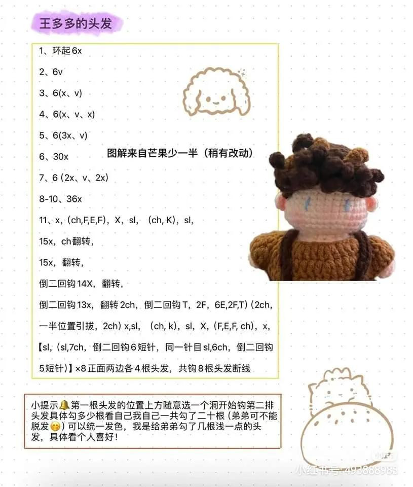 Amigurumi Wang Duoduo Doll Pattern Chart