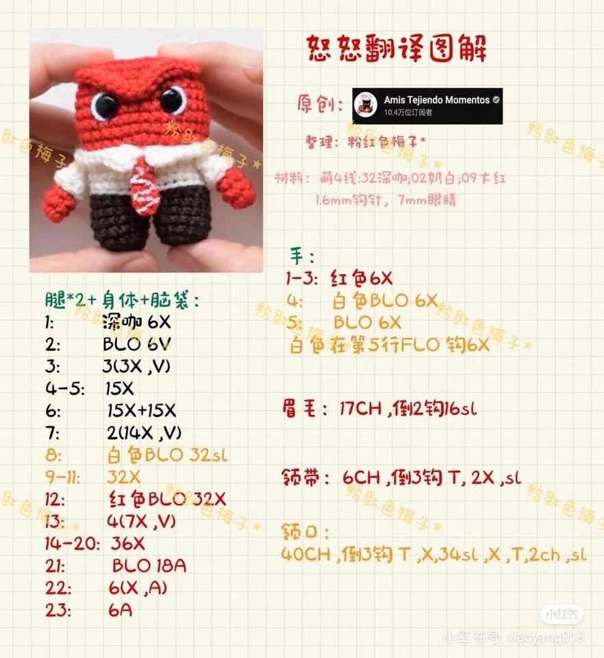 Amis Tejindo Moments Crochet Doll Patterns: Joy, Sadness, Anger, Disgust and Fear Amigurumi Charts