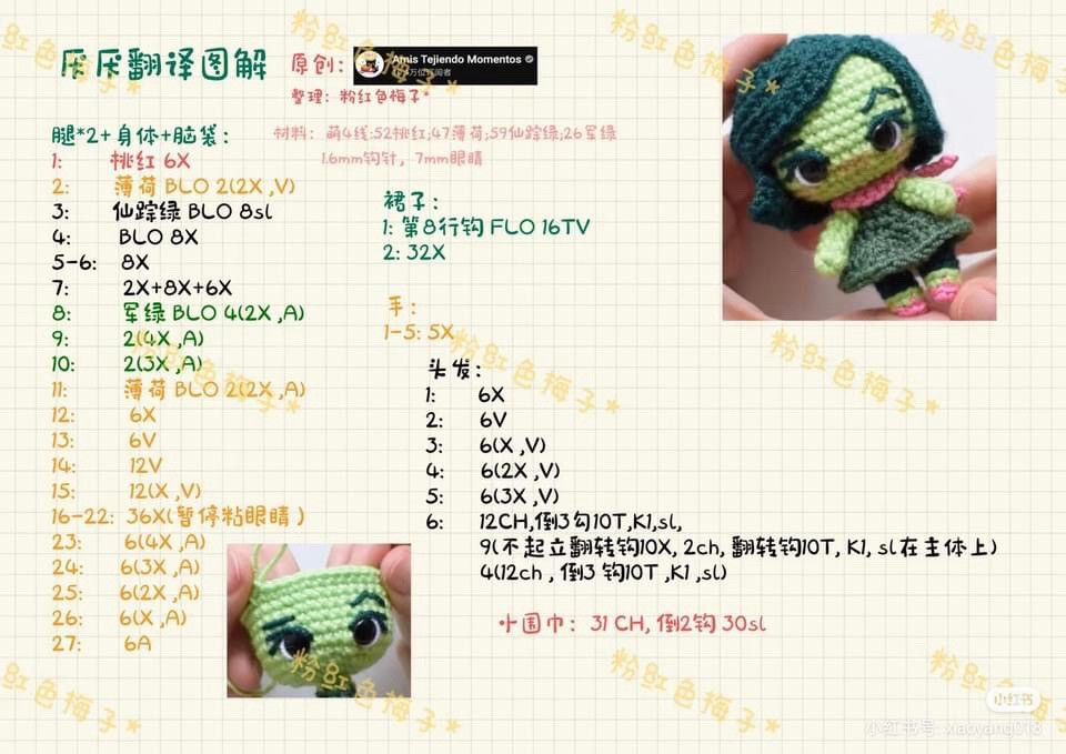 Amis Tejindo Moments Crochet Doll Patterns: Joy, Sadness, Anger, Disgust and Fear Amigurumi Charts