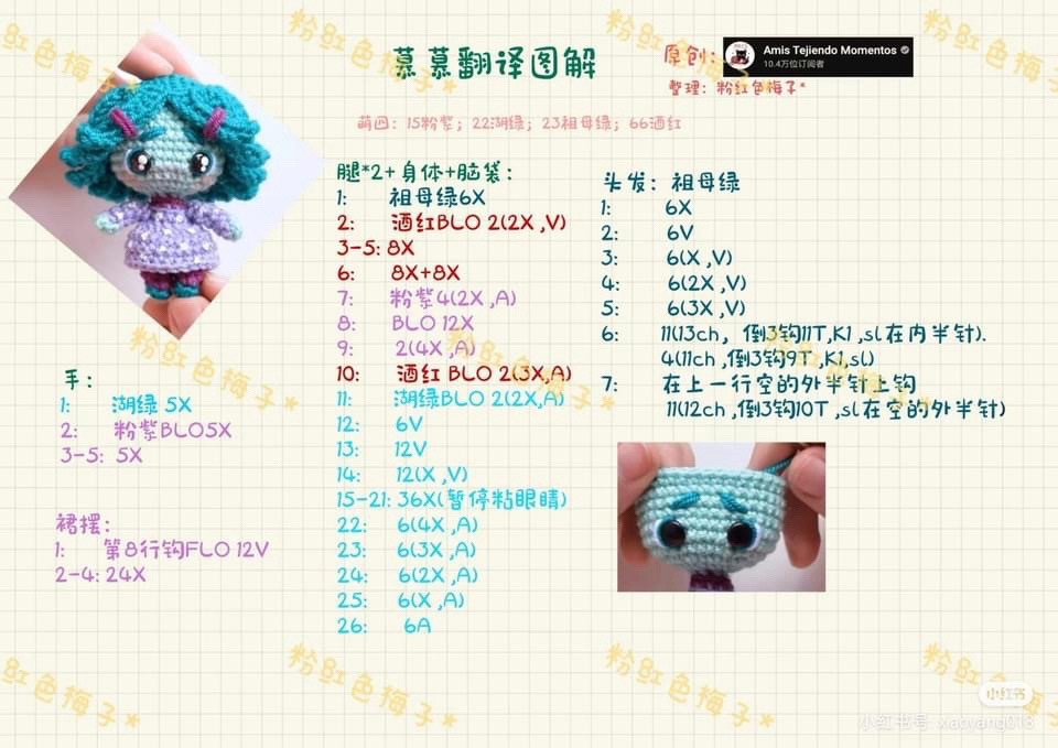 Amis Tejindo Moments Crochet Doll Patterns: Joy, Sadness, Anger, Disgust and Fear Amigurumi Charts