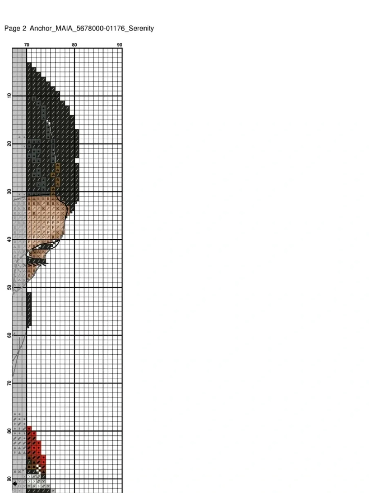 Anchor MAIA Serenity Cross Stitch Pattern Chart featuring Native American Woman with Feathers