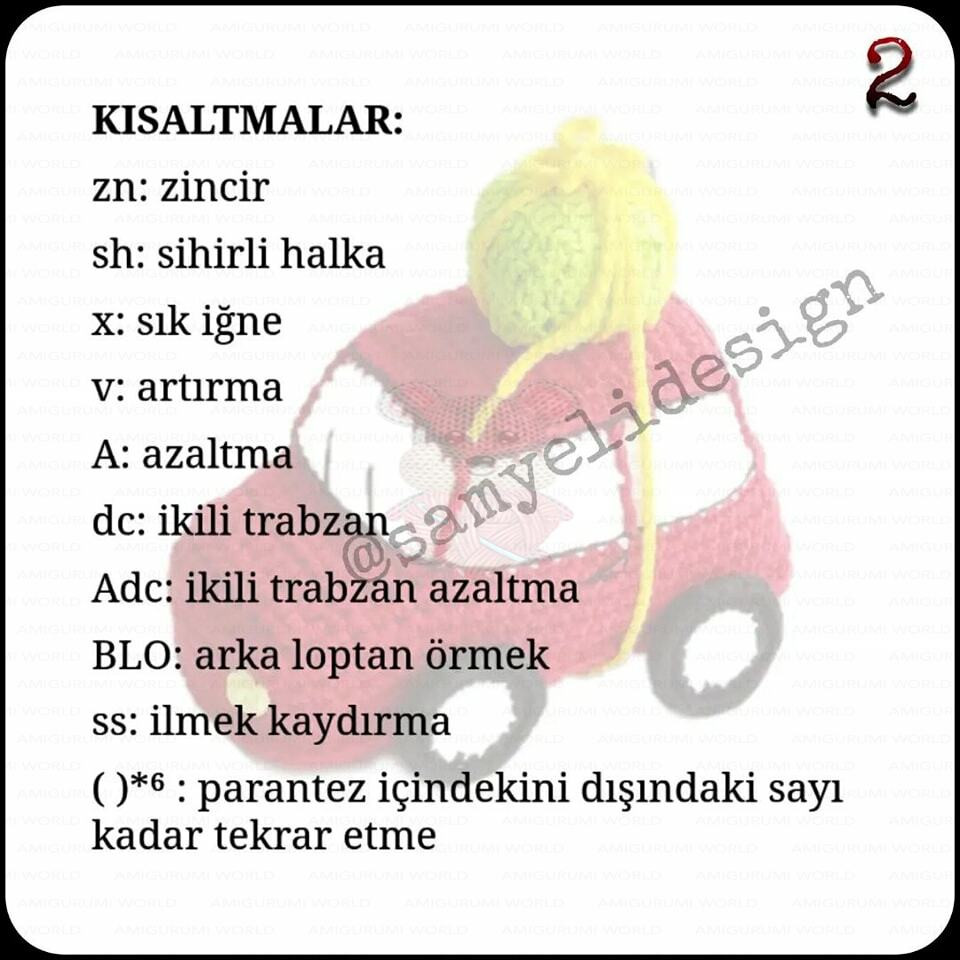 Araba Tarifi: Amigurumi Kırmızı Araba Örgü Deseni ve Malzemeleri
