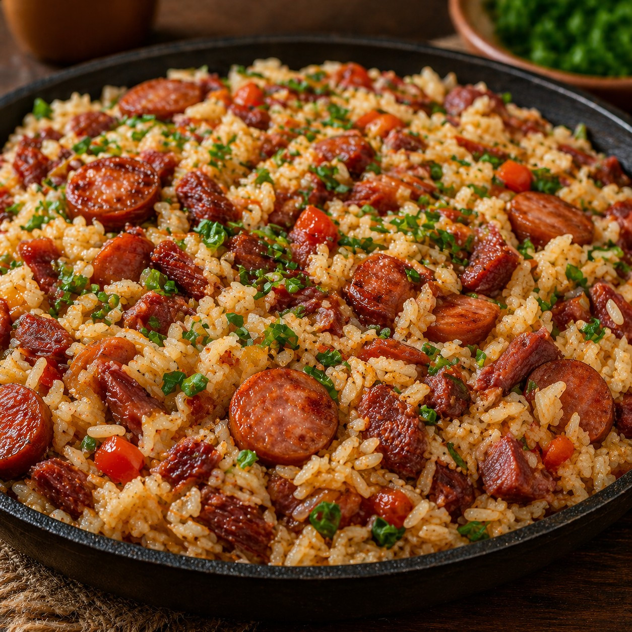 Arroz Carreteiro Simples: Receita de arroz brasileiro com carne seca e linguiça calabresa