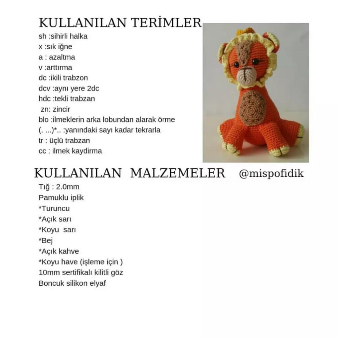 Aslan Lulu - Ücretsiz Amigurumi Tarifi: Turuncu ve Sarı Aslan Örgü Deseni