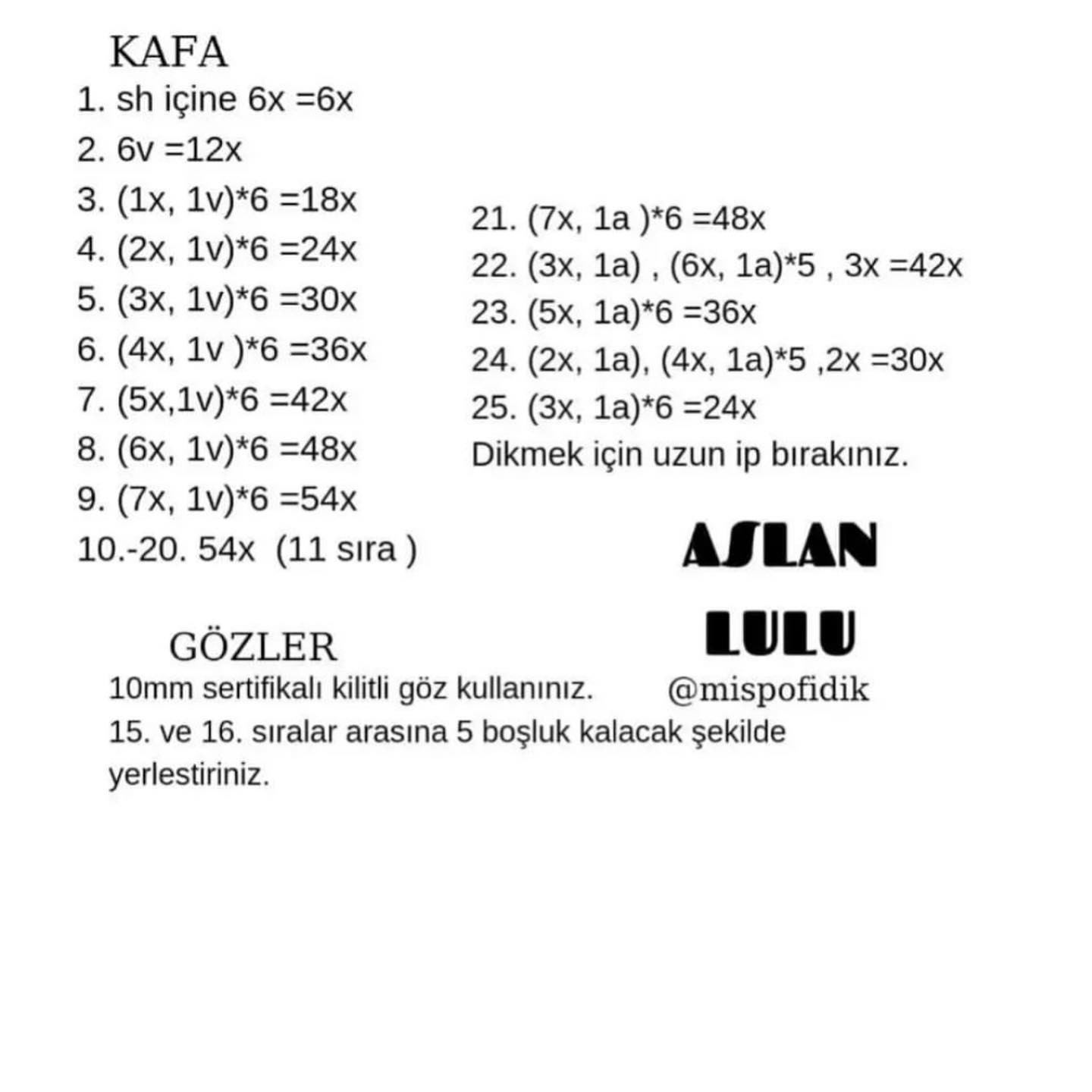 Aslan Lulu - Ücretsiz Amigurumi Tarifi: Turuncu ve Sarı Aslan Örgü Deseni